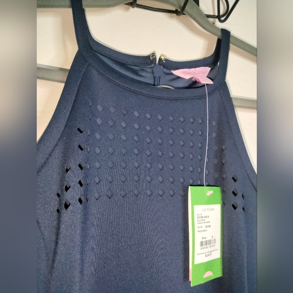 Lilly Pulitzer (Size S) Navy Blue Sleeveless Aurelia Hi-Lo Midi Dress (NEW-NWT) - Picture 4 of 13